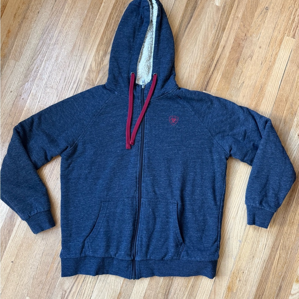 Ariat Sherpa Full Zip Navy Blue Hoodie with Red Accents